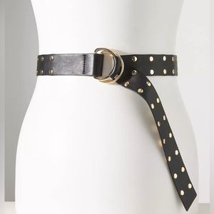 Anthropologie Black and Gold Studded Belt